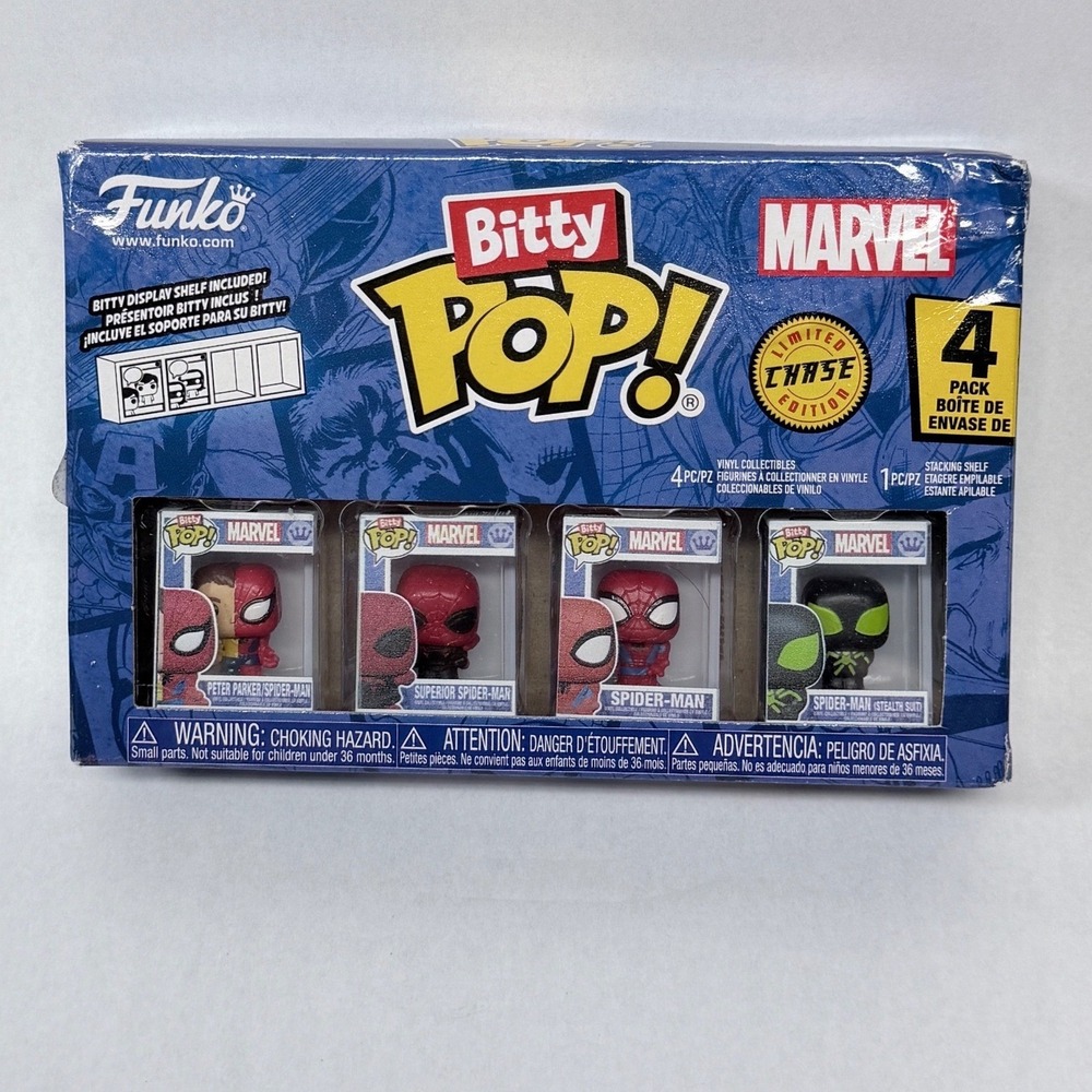 Funko Bitty Pop Marvel Spider-Man 4 Pack Limited Chase Edition Vinyl Figures